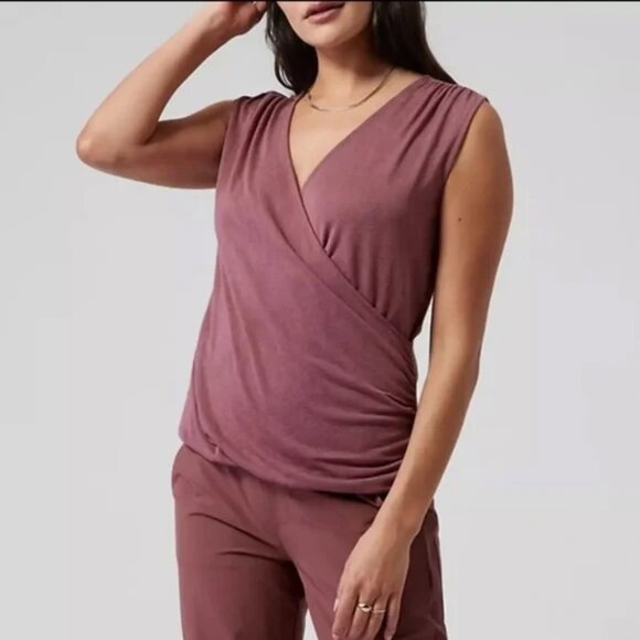 Athleta Mauve Sleeveless Wrap Tank/Sleeveless Top - Picture 1 of 6
